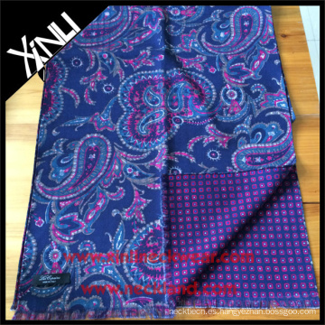 Paisley geométrica reversible bufanda impresa para hombres en azul rosa personalizada bufanda de los hombres